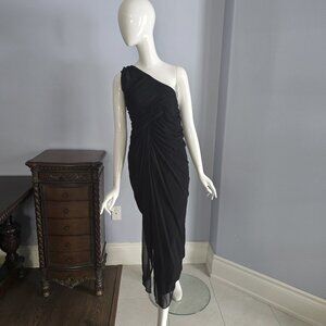 Holt Renfrew One-Shoulder Ruched Black Dress – Elegant Evening / Cocktail